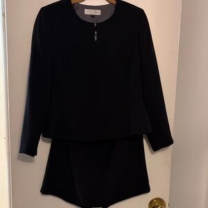 Chic Black Peplum Jacket and Skirt Set